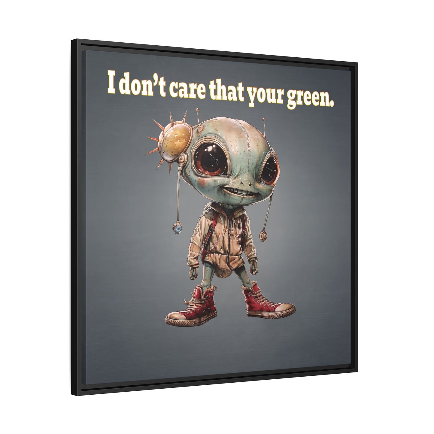 I don't care that your green - framed canvas art (grey-light grey)