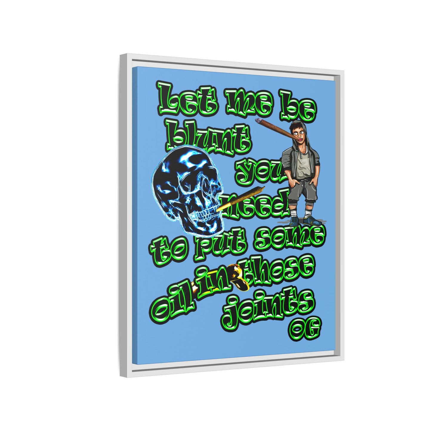 og - framed canvas art (light blue)