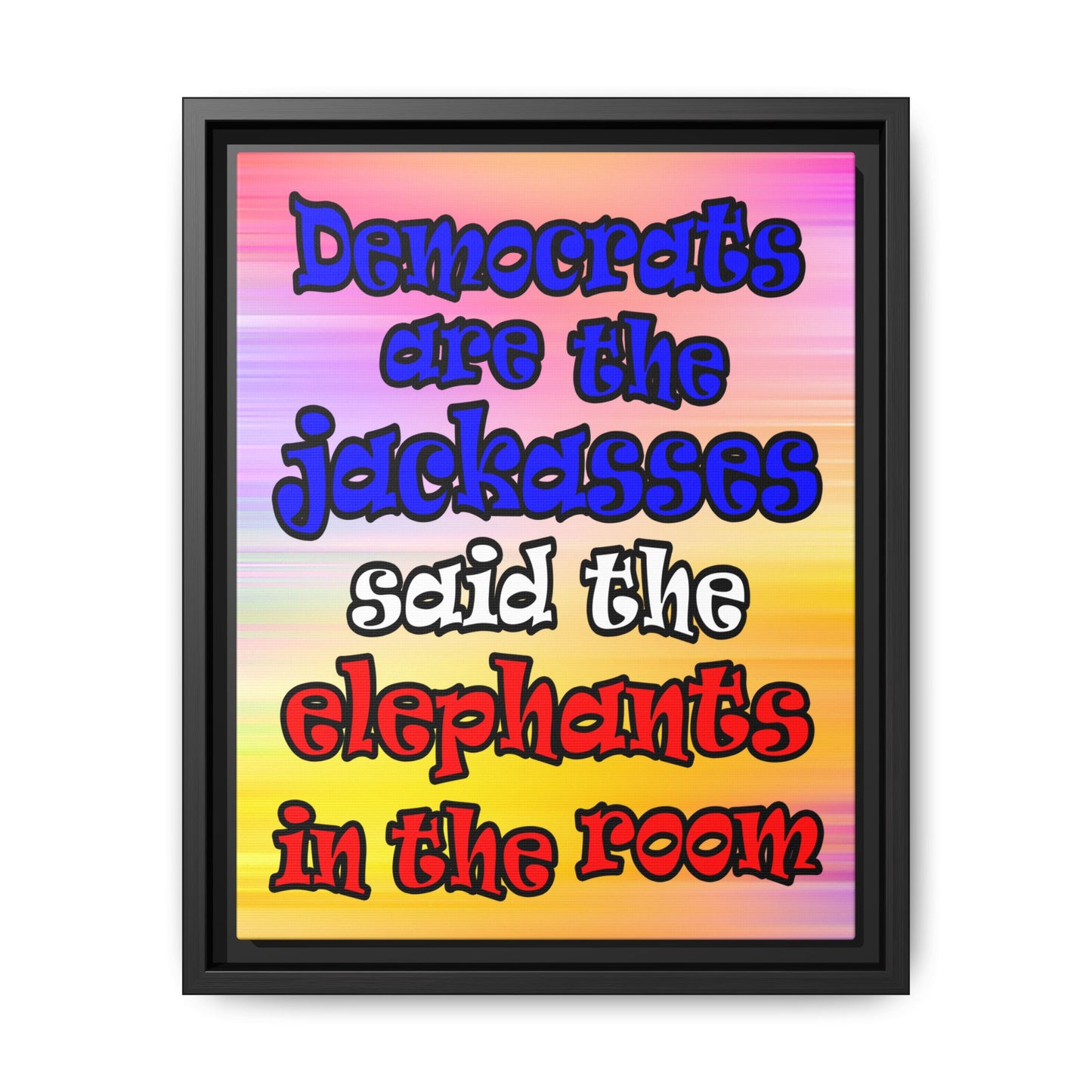donkeys and elephants - framed canvas art (color blur)