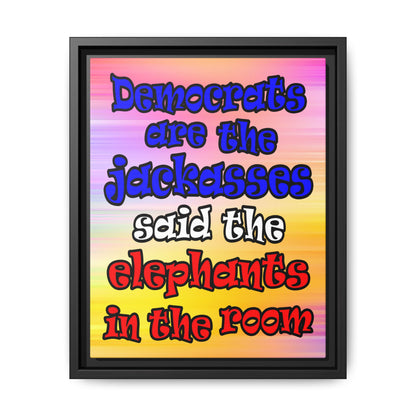 donkeys and elephants - framed canvas art (color blur)