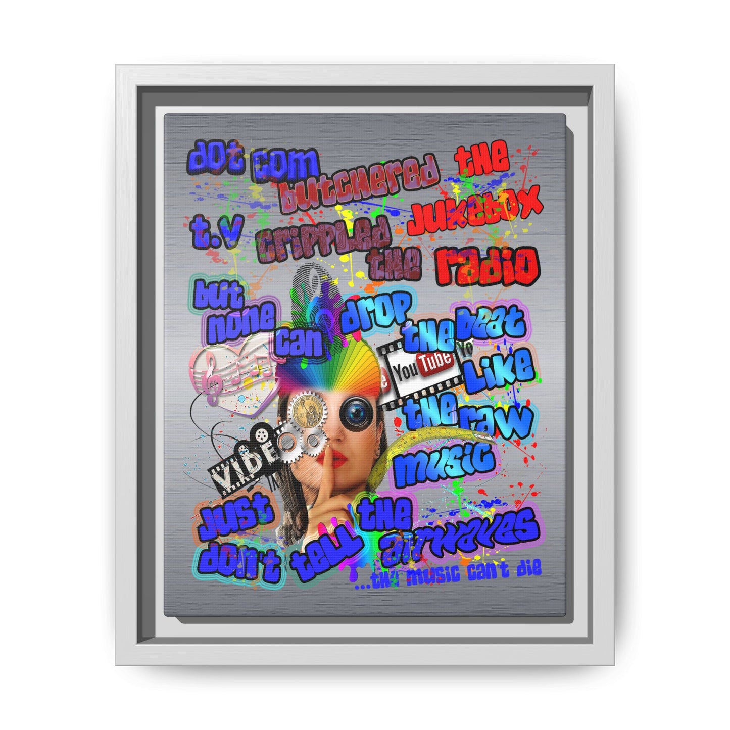 drop the beat - framed canvas art (brushed nickel)