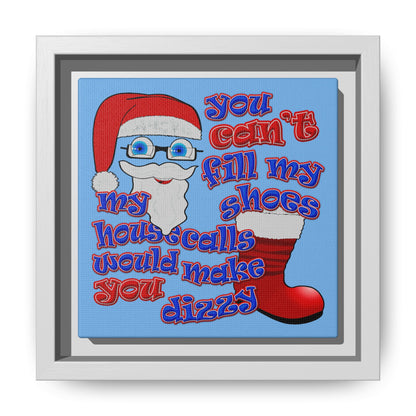 santa's shoes - framed canvas art (light blue)