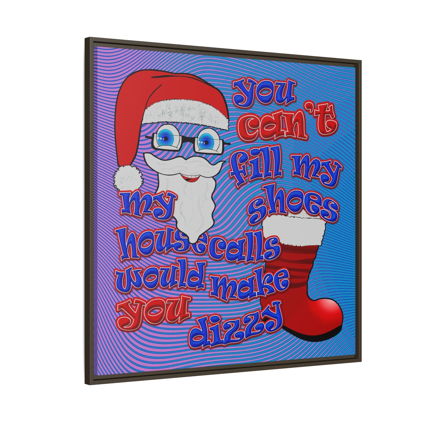 santa's shoes - framed canvas art (light blue-purple wave)