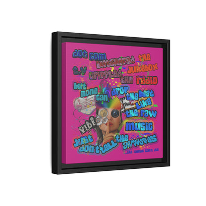 drop the beat - framed canvas art (pink)