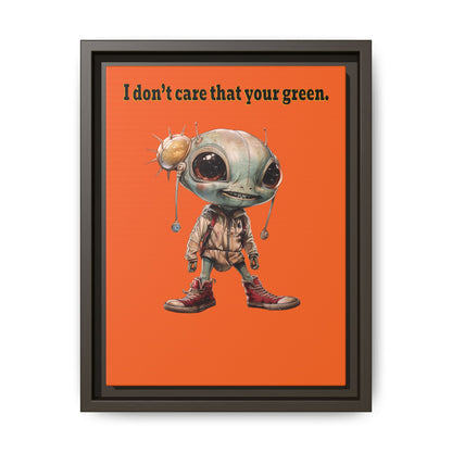 I don't care that your green - framed canvas art (orange)