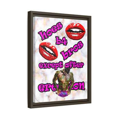 hoes b4 bros - framed canvas art (white marble)