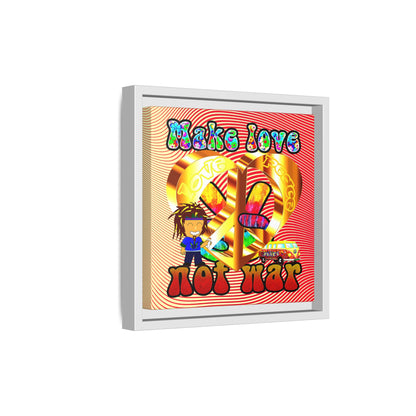 love peace - framed canvas art (yellow-orange wave)