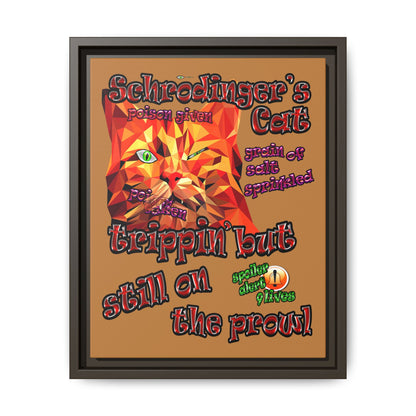 schrodinger's cat - framed canvas art (light brown)