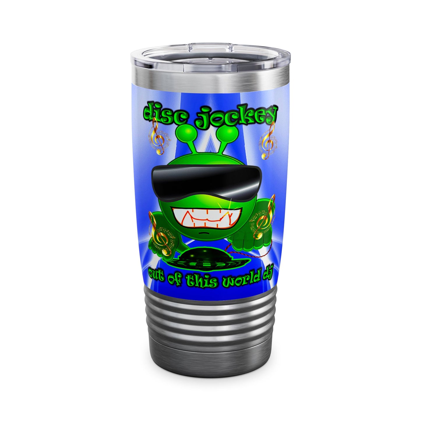 disc jockey - Ringneck Tumbler, 20oz (blue-white wave)