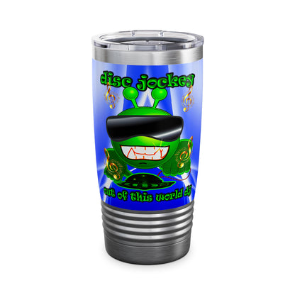 disc jockey - Ringneck Tumbler, 20oz (blue-white wave)