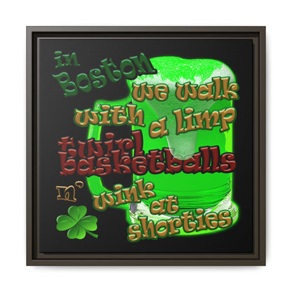 celtics logo - framed canvas art (black)