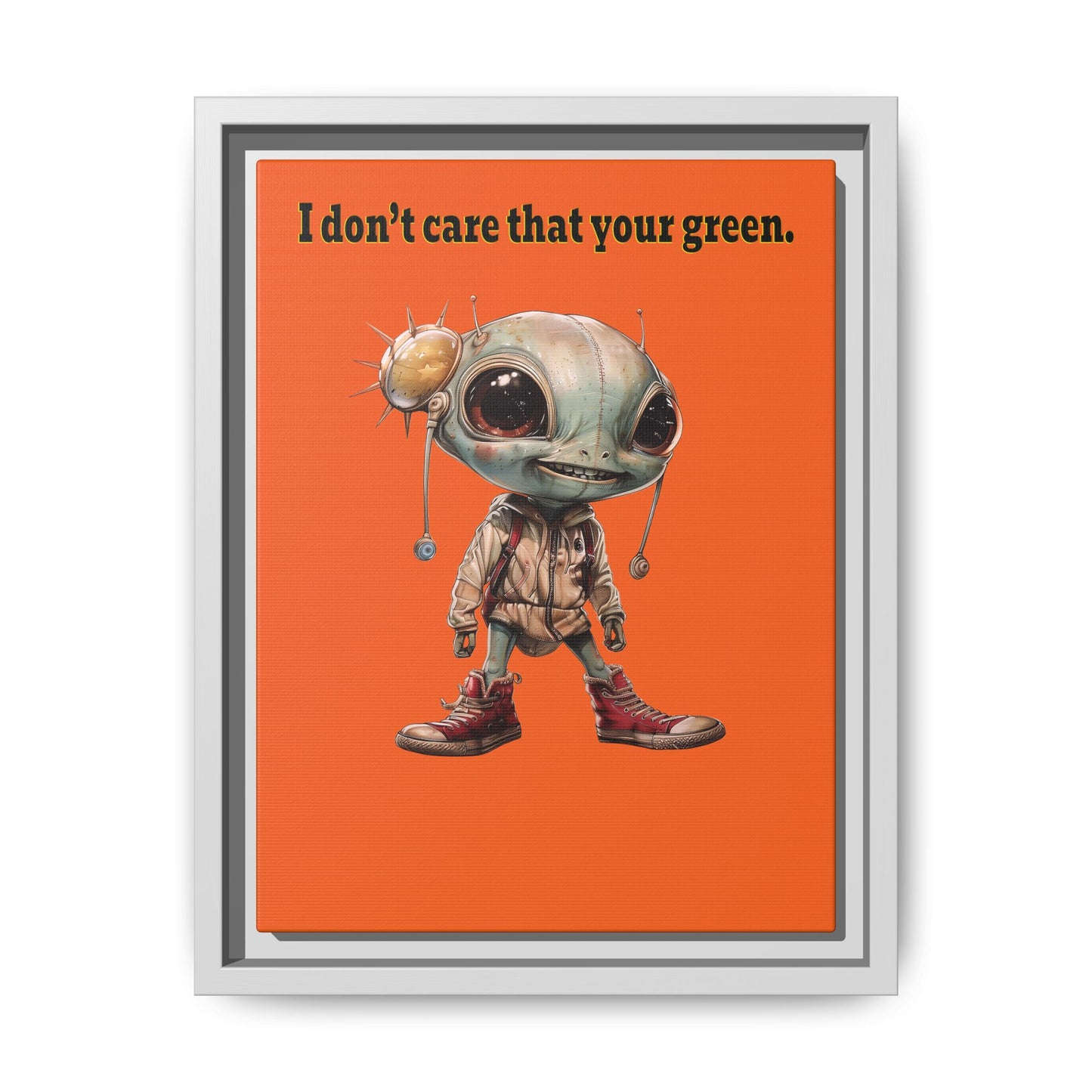I don't care that your green - framed canvas art (orange)