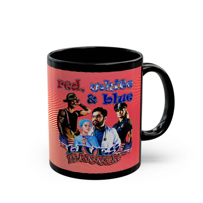 rw&b lives matter - Black Mug (yellow-orange wave)