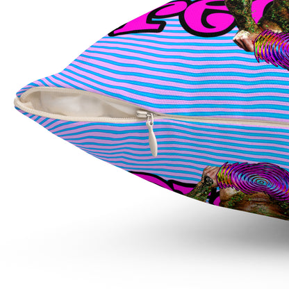 hoes b4 bros - Spun Polyester Square Pillow - (light blue-purple wave)