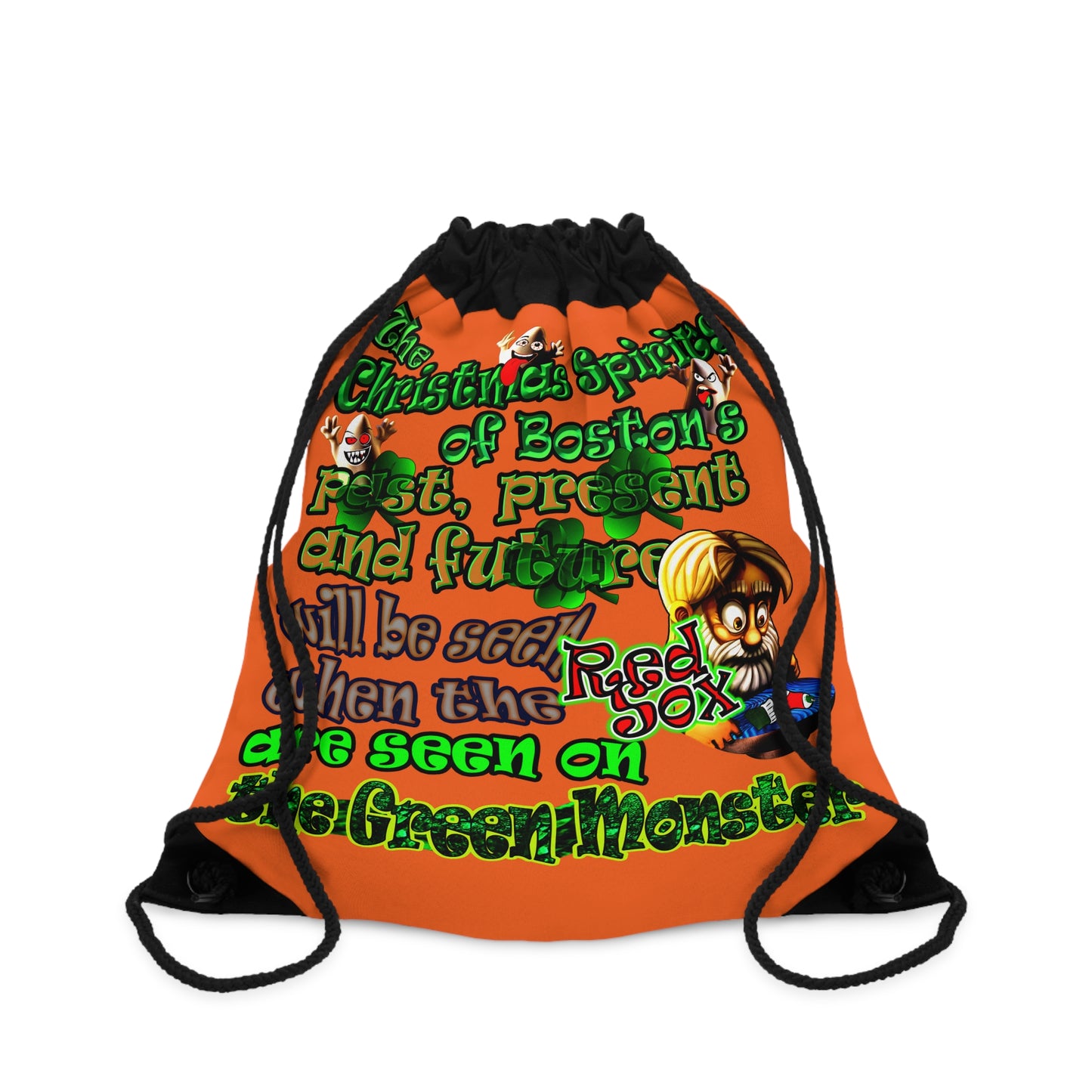 christmas spirits of boston - Drawstring Bag (orange)