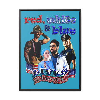 rw&b lives matter - framed canvas art (turquoise)