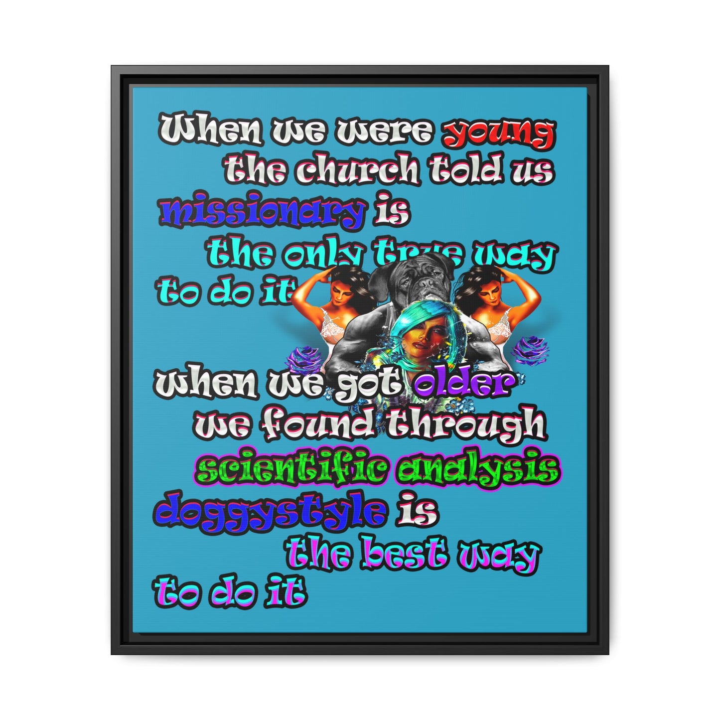 doggystyle - framed canvas art (turquoise)