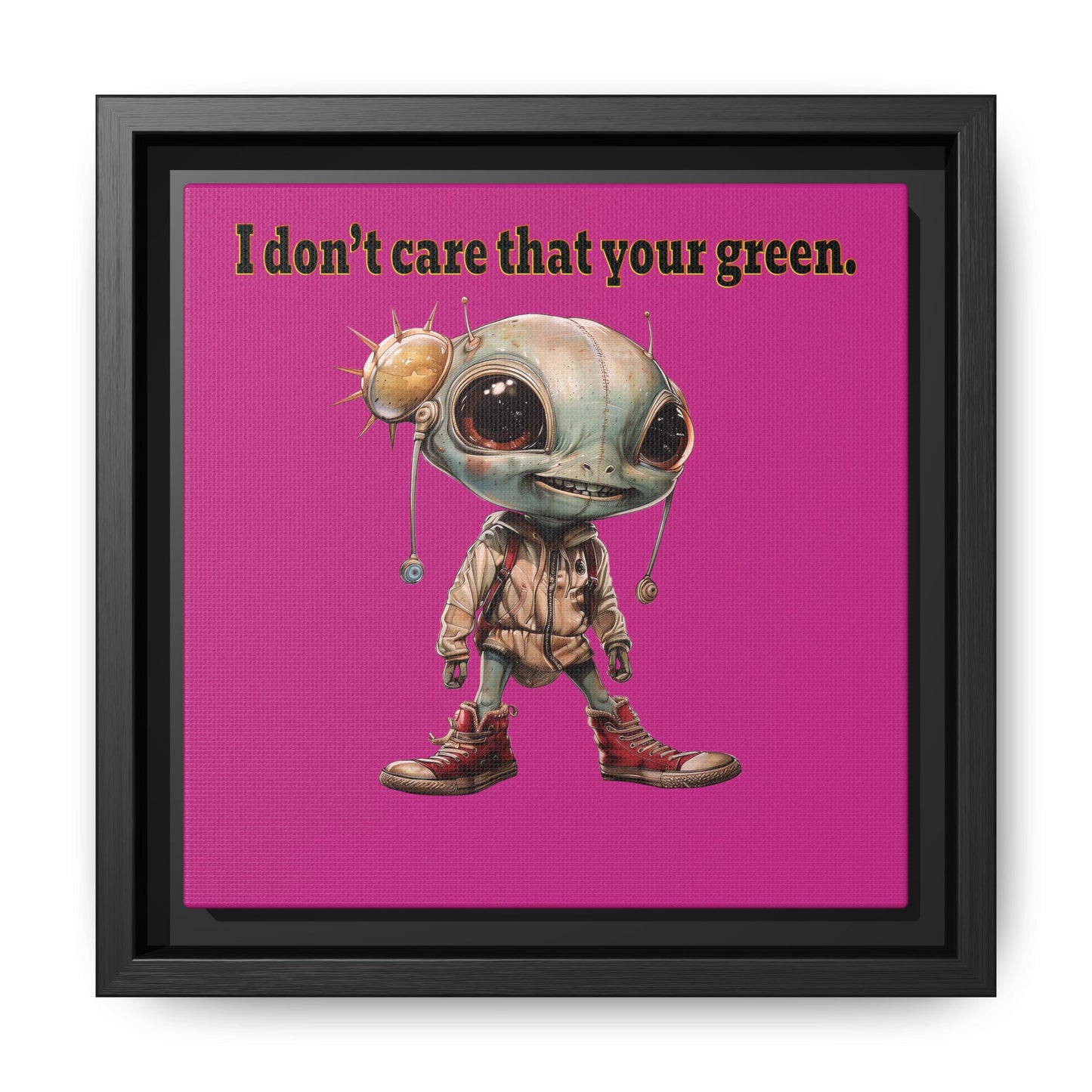 I don't care that your green - framed canvas art (pink)
