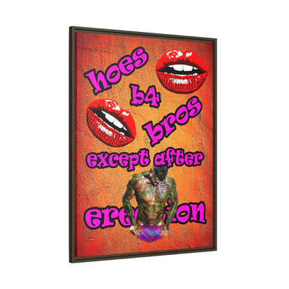 hoes b4 bros - framed canvas art (burnt orange)