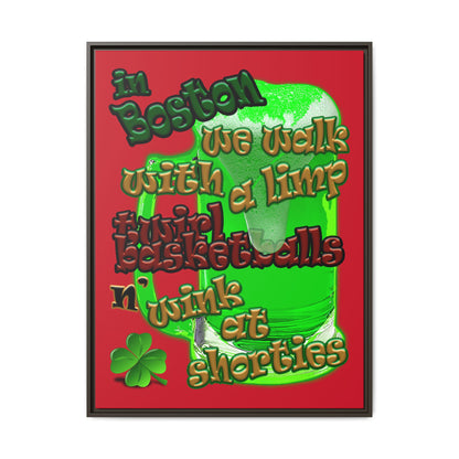 celtics logo - framed canvas art (dark red)