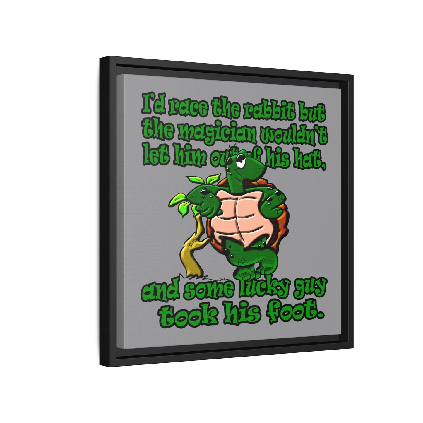 turtle race - framed canvas art (grey)