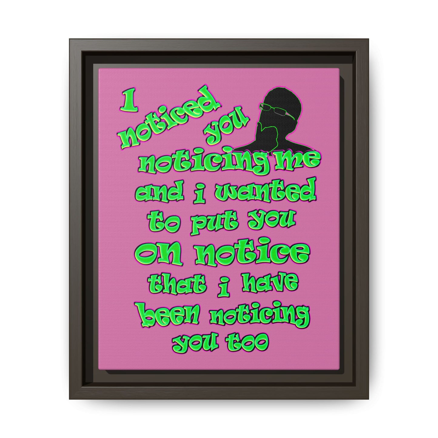 noticed you noticing - framed canvas art (light pink)
