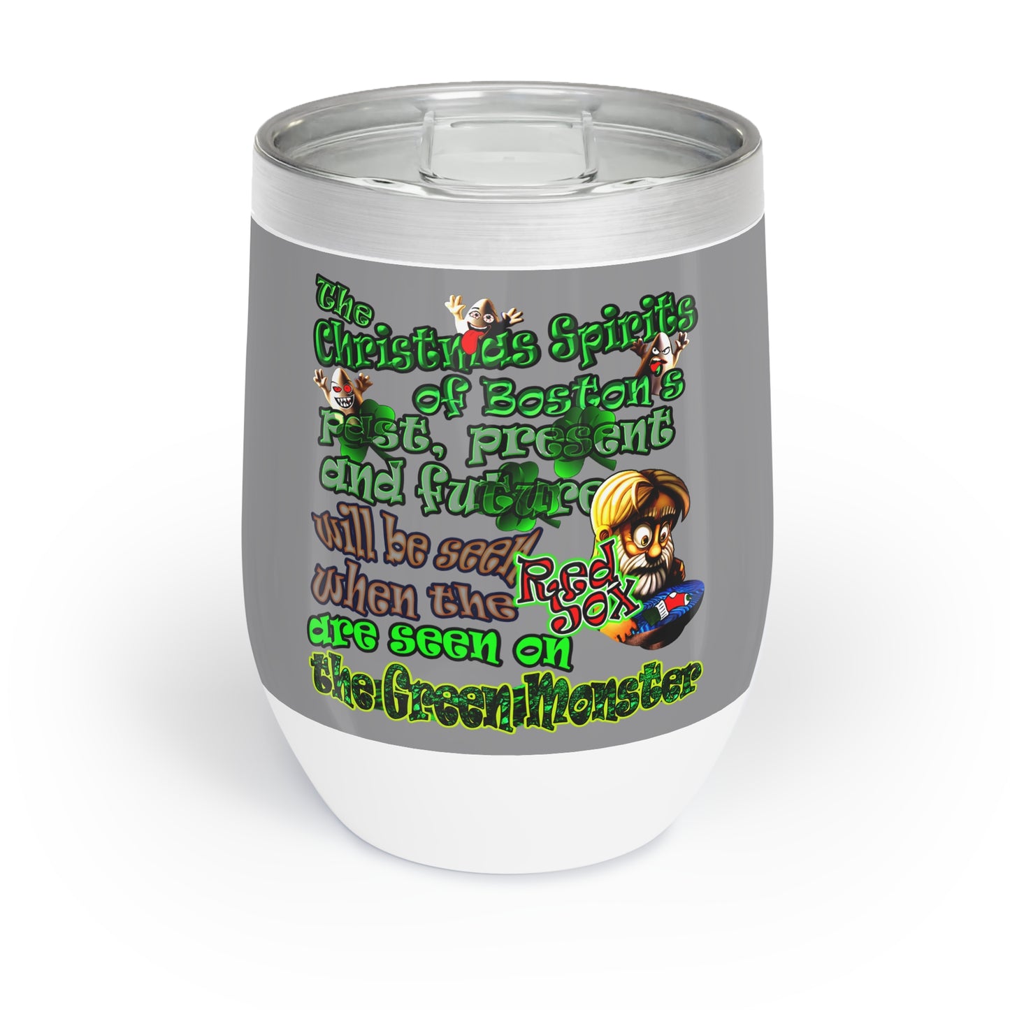 christmas spirits of boston - Chill Wine Tumbler (grey)