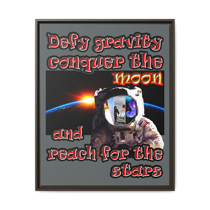 defy conquer reach - framed canvas art (dark grey)