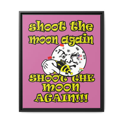 shoot the moon again - framed canvas art (light pink)