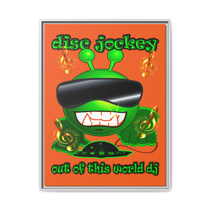 disc jockey - framed canvas art (orange)