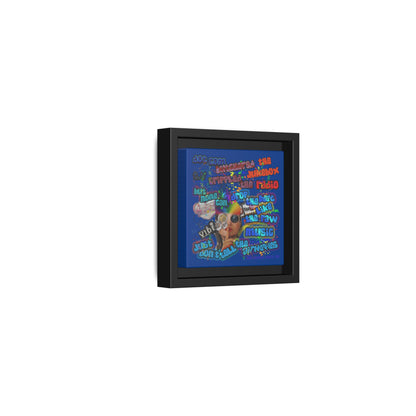 drop the beat - framed canvas art (dark blue)