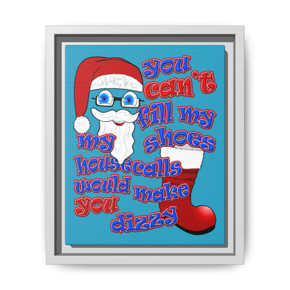 santa's shoes - framed canvas art (turquoise)