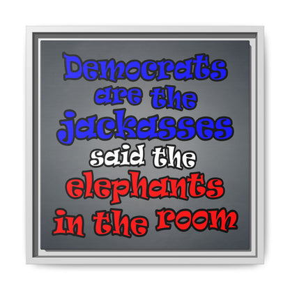 donkeys and elephants - framed canvas art (grey-light grey)