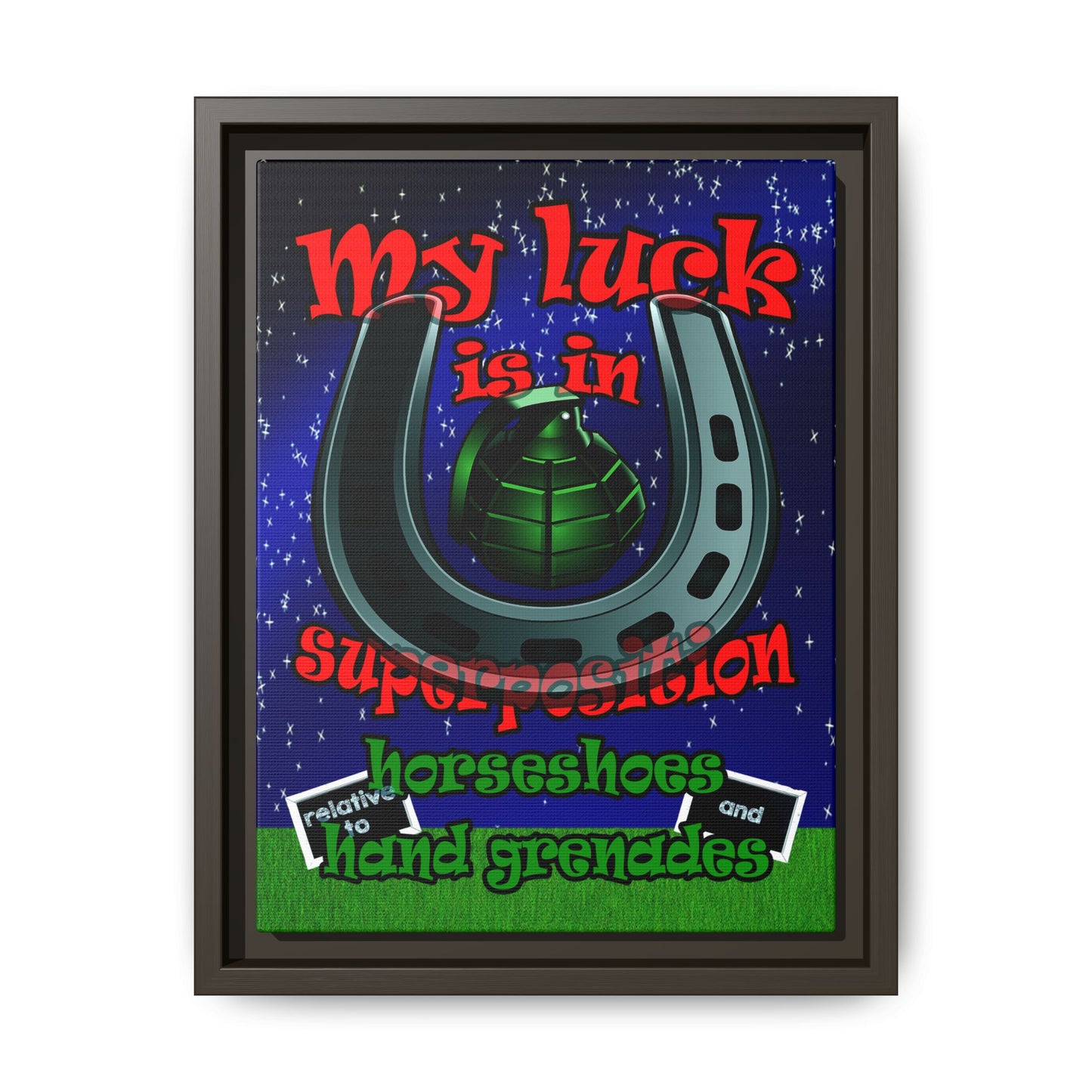 my luck - framed canvas art ('snoops' background)