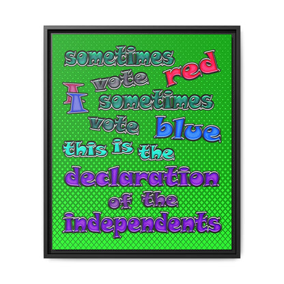 declaration of the independents - framed canvas art (logo green)