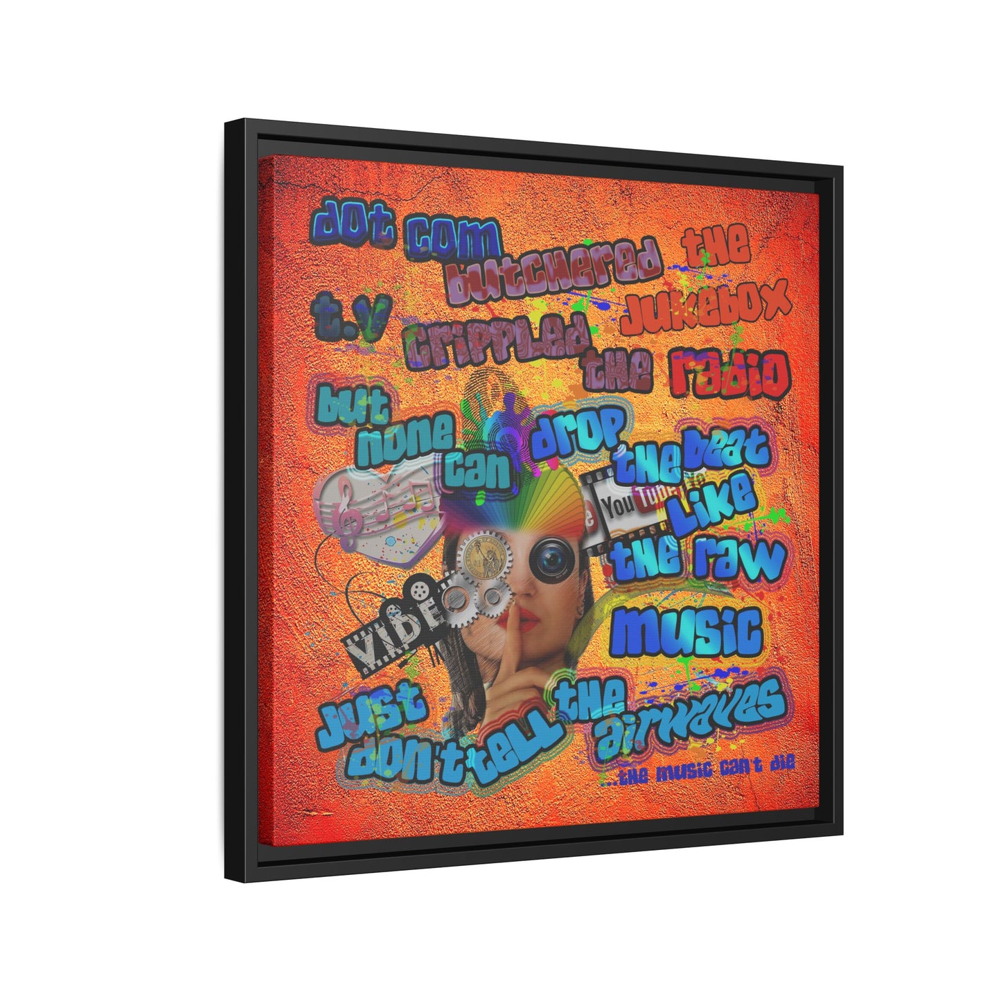 drop the beat - framed canvas art (burnt orange)