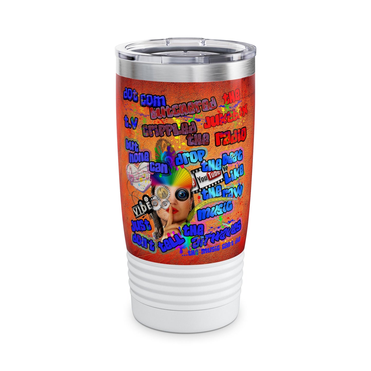 drop the beat - Ringneck Tumbler, 20oz  (burnt orange)