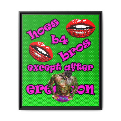hoes b4 bros - framed canvas art (logo green)