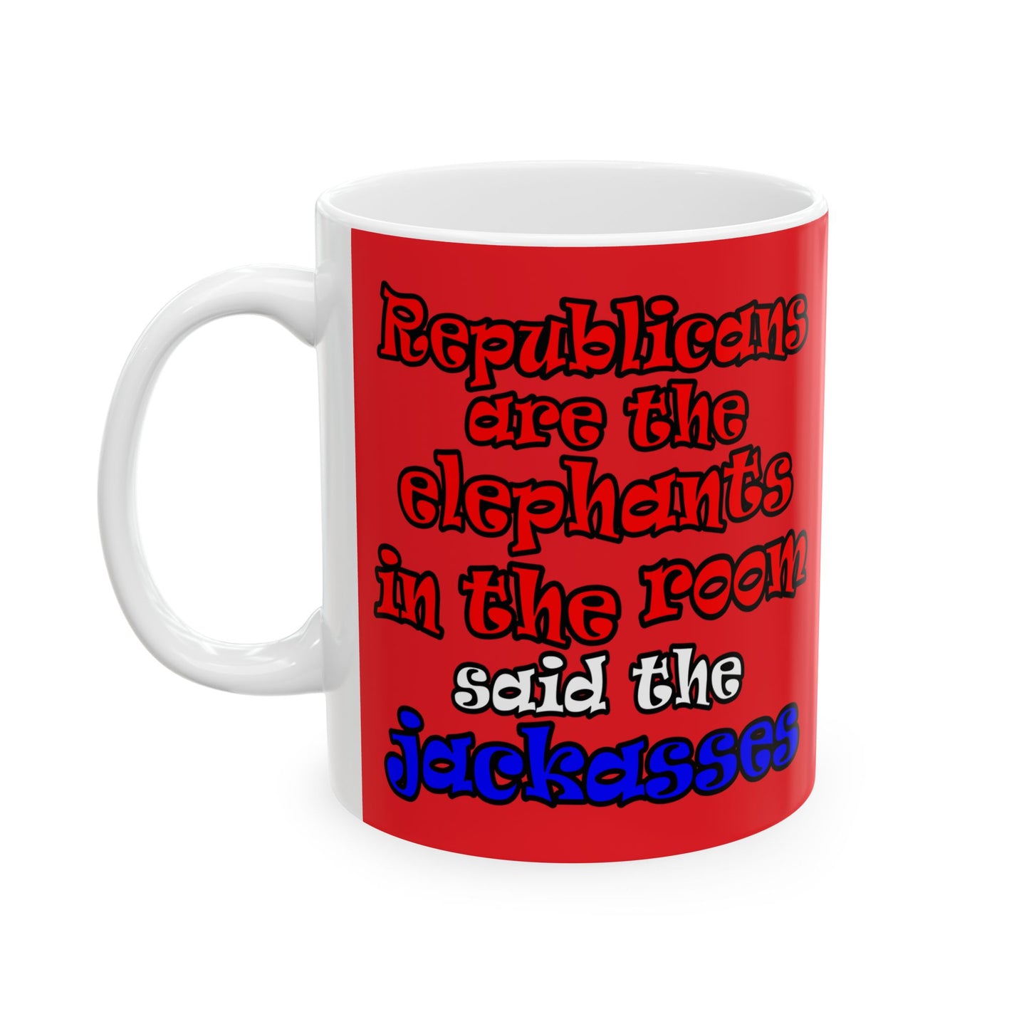 donkeys and elephants - White Mug (red)