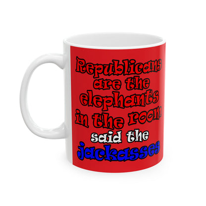 donkeys and elephants - White Mug (red)