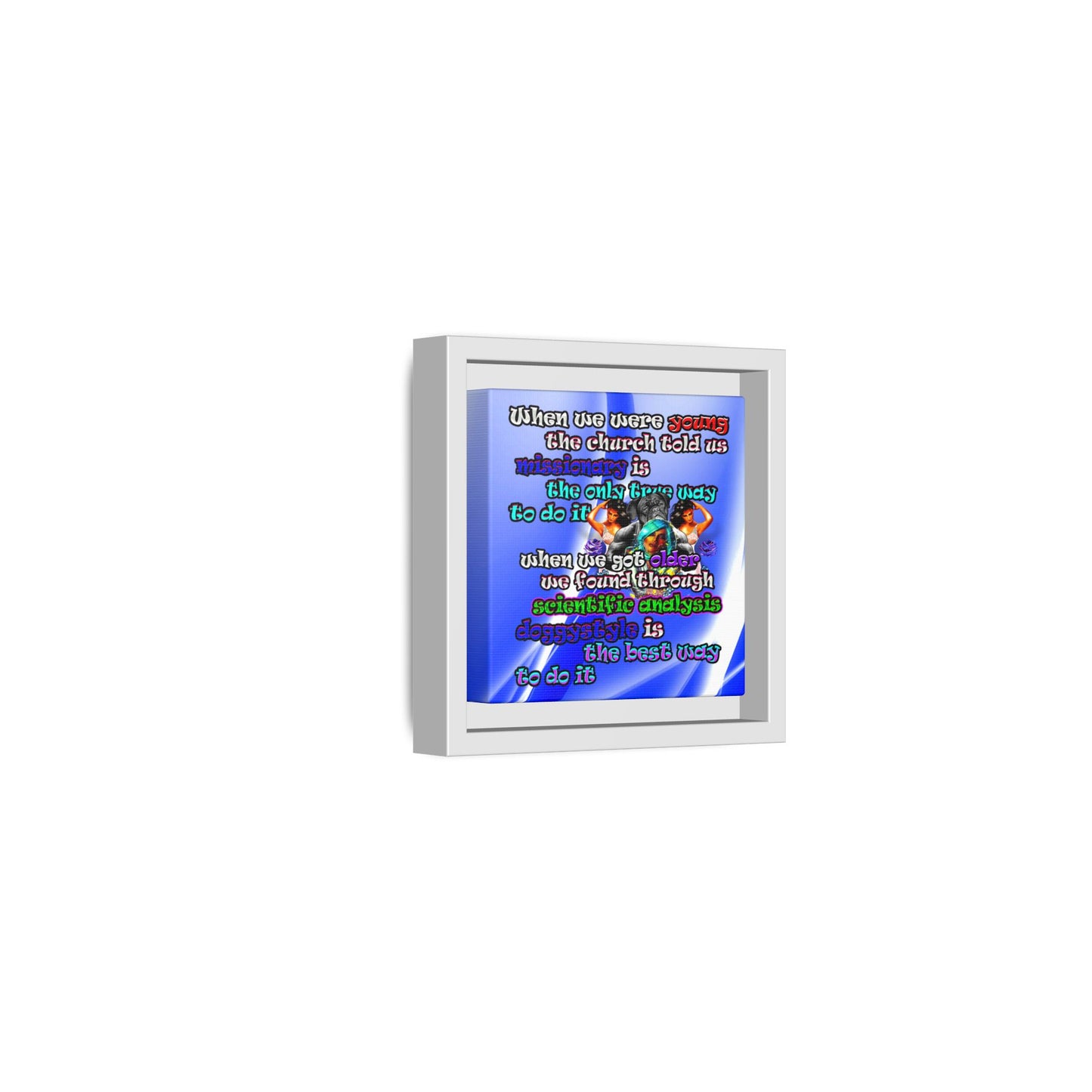 doggystyle - framed canvas art (blue-white wave)