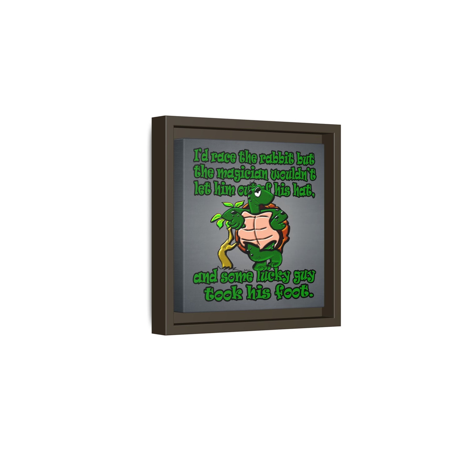 turtle race - framed canvas art (grey-light grey)