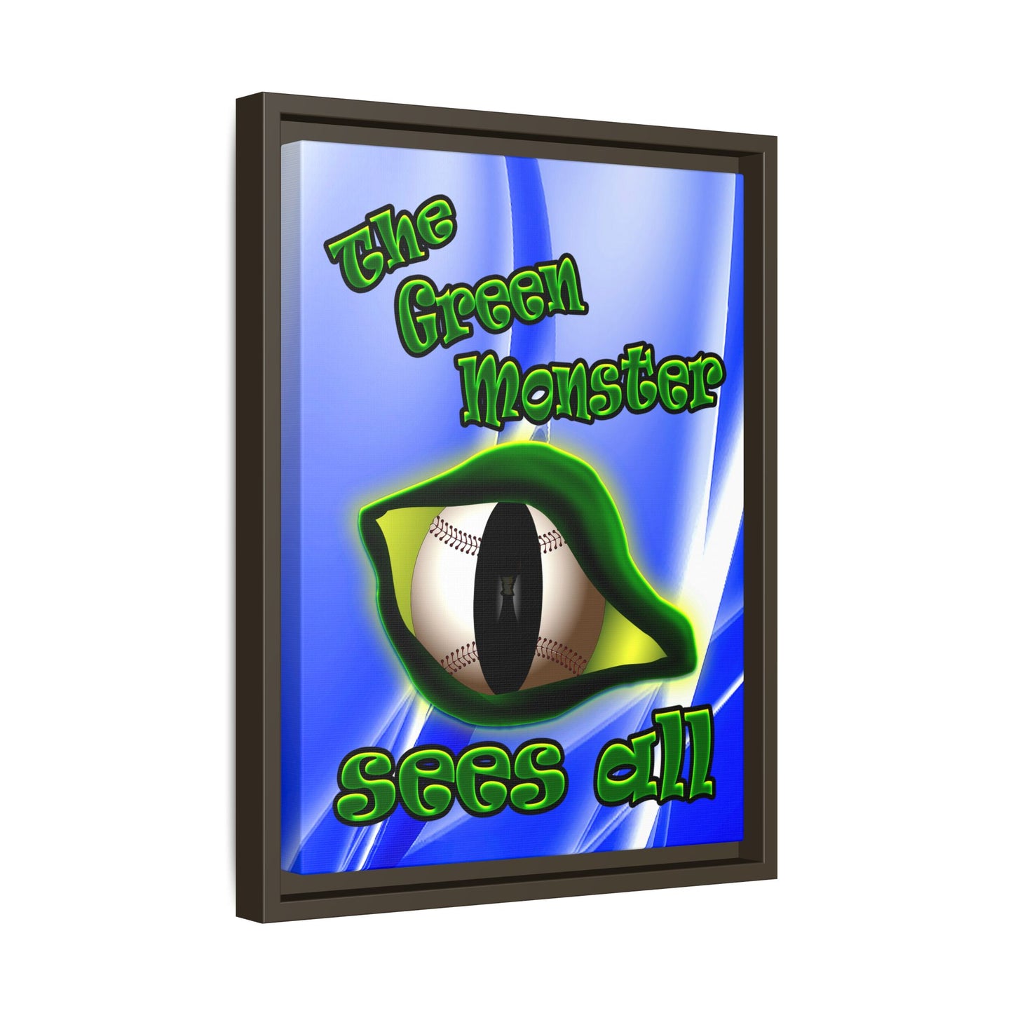 green monster - framed canvas art (blue-white wave)