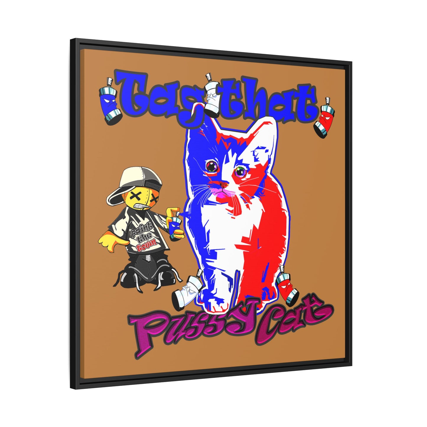 tag that - framed canvas art (light brown)