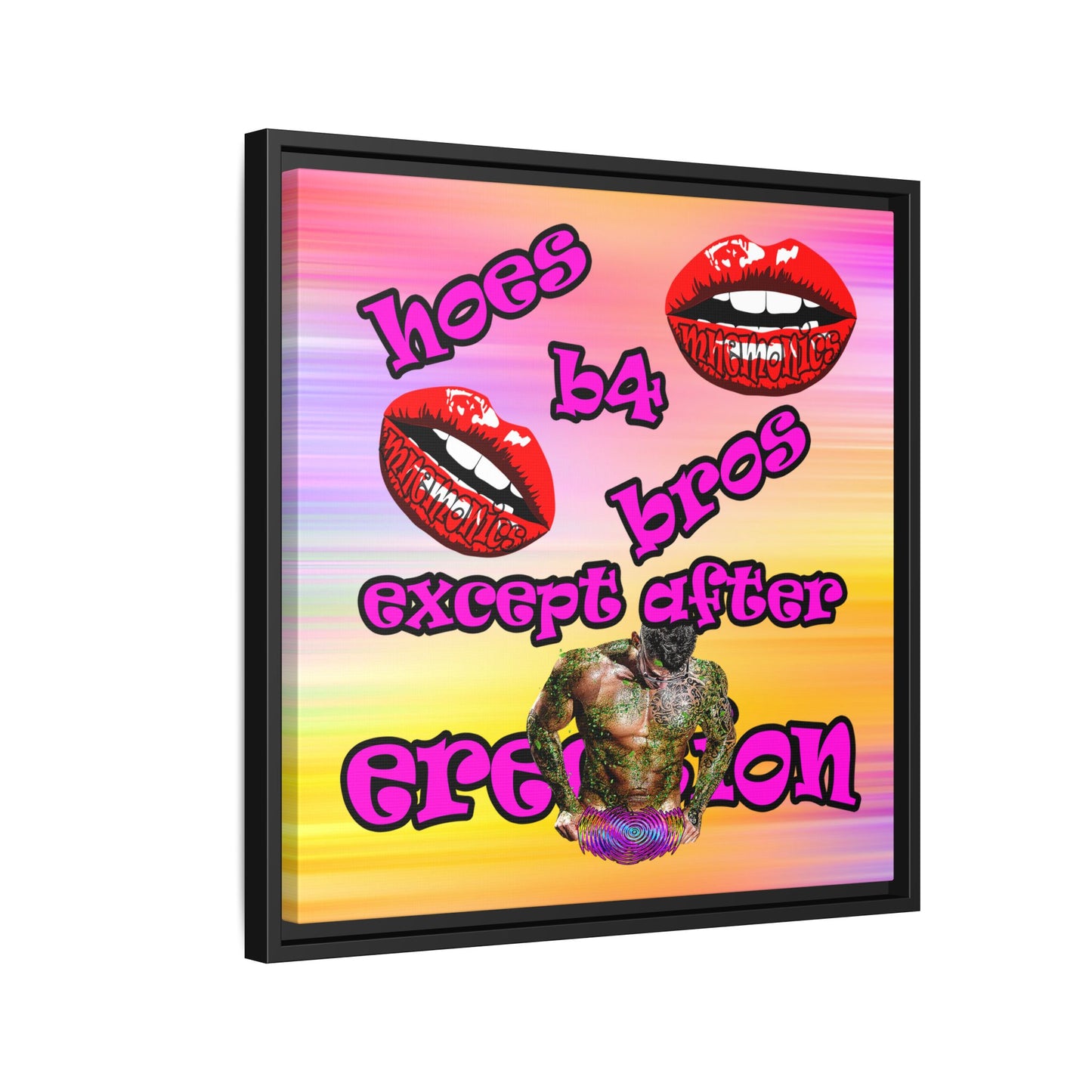 hoes b4 bros - framed canvas art (color blur)