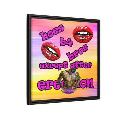 hoes b4 bros - framed canvas art (color blur)