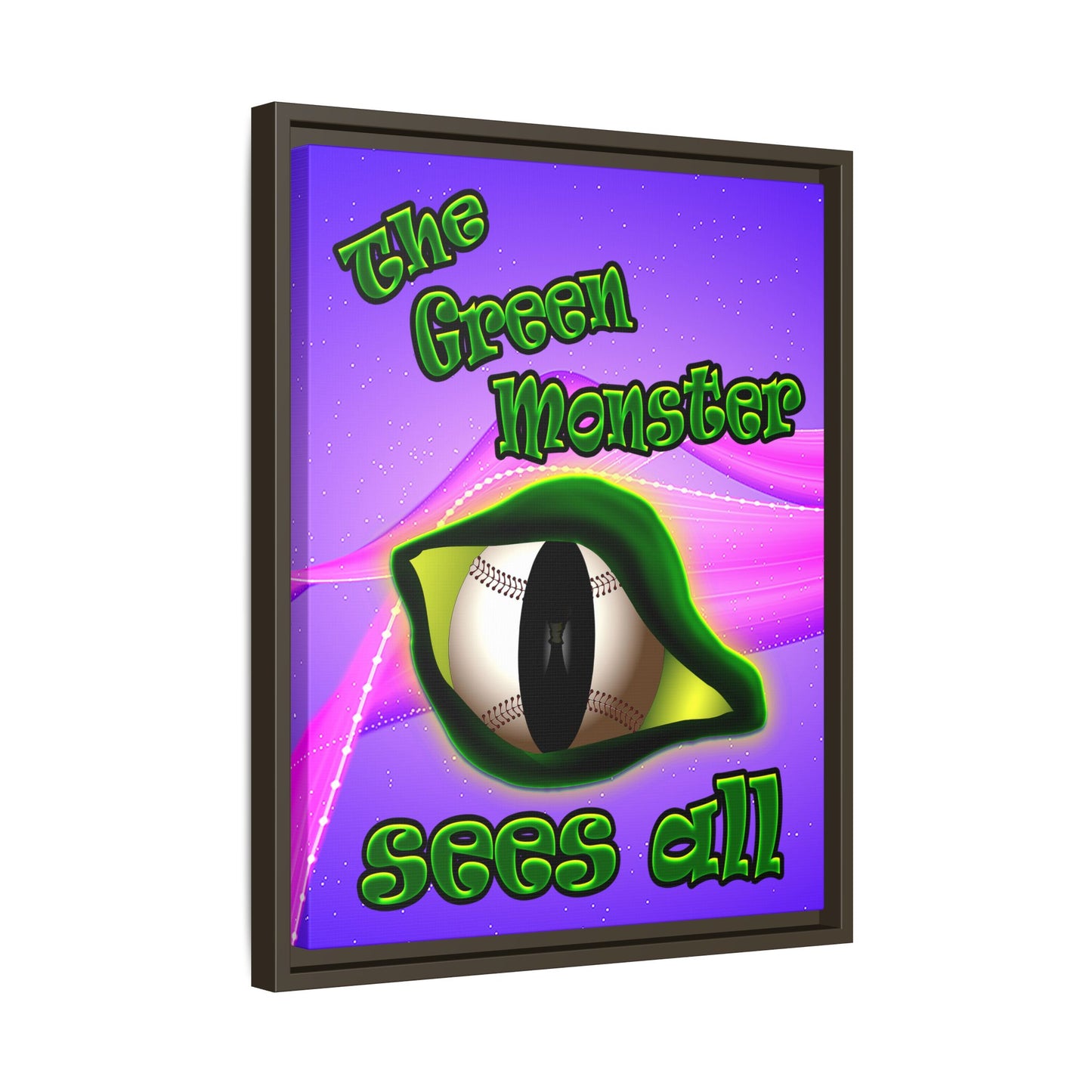 green monster - framed canvas art (purple-pink wave)