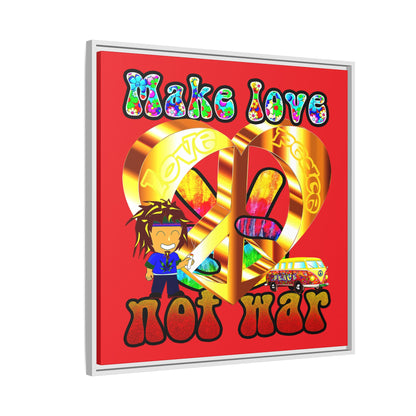 love peace - framed canvas art (red)
