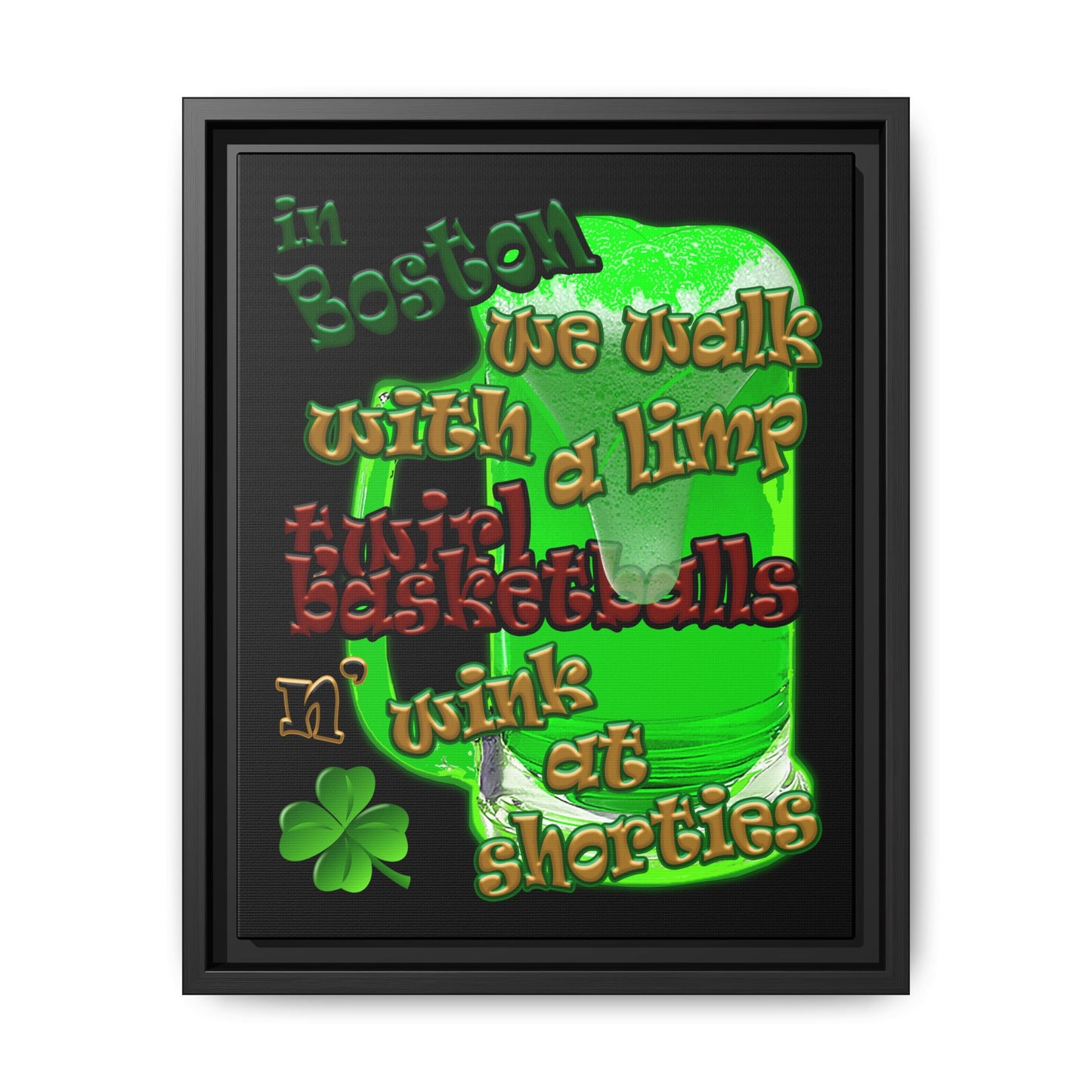 celtics logo - framed canvas art (black)