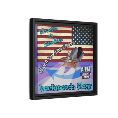 shoot for the stars - framed canvas art (light blue-pink wave)